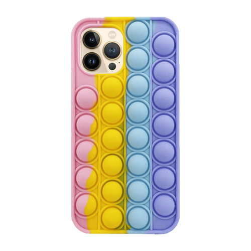 iPhone 11 Pro Max 6.5 Colorful Bubble Soft Rainbow Silicon Pop It Phone Case (SWQ) Bright pink, yellow, blue, purple