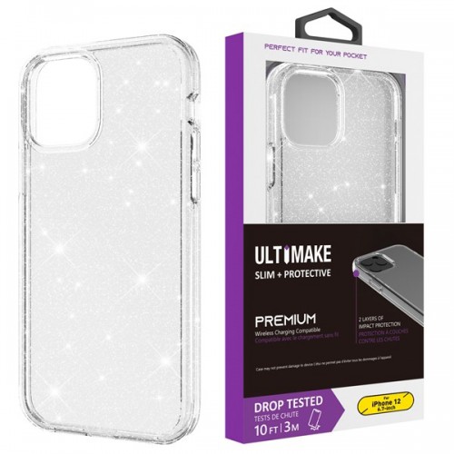 iPhone 6P 7P 8P Glitter Fluorescent Colors ShockProof Phone Case (Ultimake) Transparent