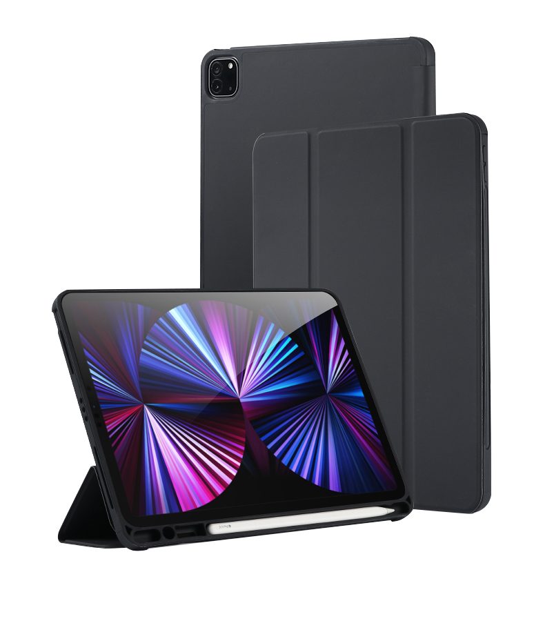 iPad 9.7'' (5th/6th, 2017/2018) & iPad Air 1/2 Case | Flip Soft Silicone Back Cover with Pen Slot – Black