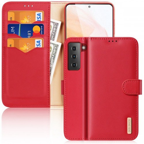 DUX DUCIS Hivo Series Genuine Leather Case for Samsung S23 Ultra Red