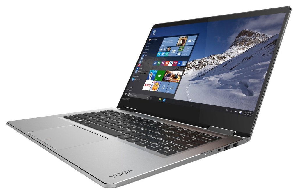 Lenovo Yoga 710-14IKB Laptop – Intel Core i7-7500U 2.7GHz Dual-Core / 8GB DDR4 RAM / 256GB SSD / Nvidia GeForce 940MX 2GB / 14" Touchscreen / Silver – Windows 10 Home – Excellent Grade minor bubble on lower-right screen (Refurbished)