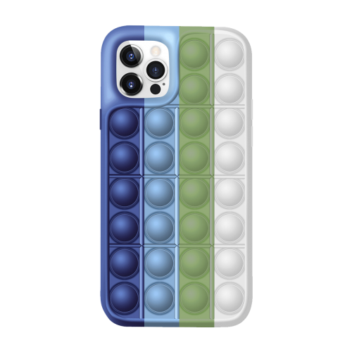 [M0410090020] iPhone 7P 7 PLUS Colorful Bubble Soft Rainbow Silicon Pop It Phone Case (SWQ) Dark Blue, green, white
