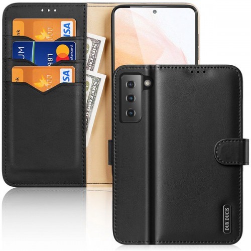 [M0970090173] iPhone 12 Pro Max Leather Wallet Phone Covers Cases Hivo Series (DUX DUCIS) Black
