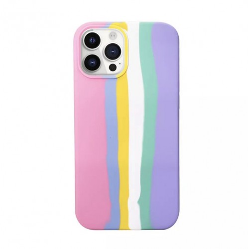 [M1020090005] iPhone XS Max Rainbow Silicone Phone Cover Case (Pink-Blue-Yellow)   