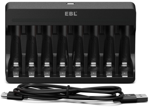 [Z0130060009] EBL AA/AAA 8 Slots Battery Charger 8 Slots Black