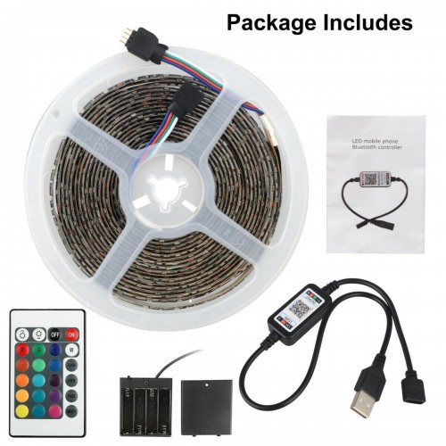 12V USB RGB LED STRIP 5050 APP + IR44 Key Control Strip Light 5Meter IP20-5M Set