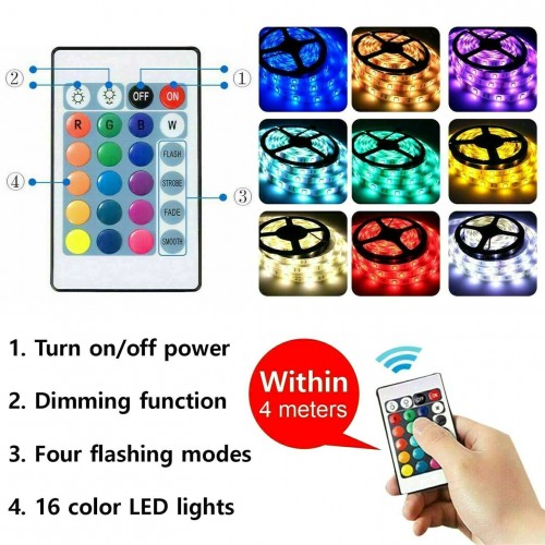 12V USB RGB LED STRIP 5050 APP + IR44 Key Control Strip Light 5Meter IP20-5M Set