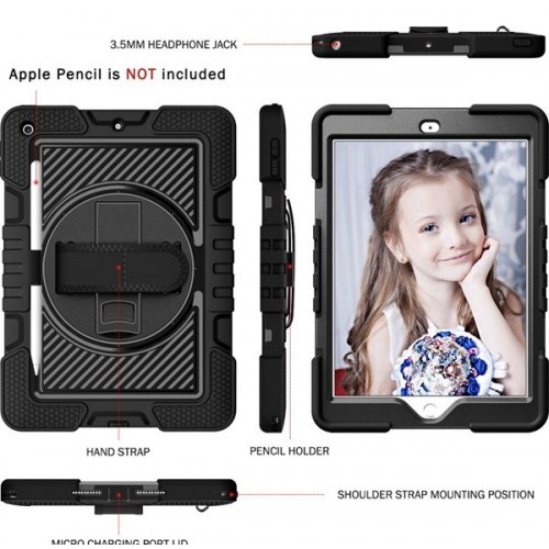 [R]Samsung tablet case A10.1 TJZ multi-layer protection shockproof with Belt Clip BLACK T510 T515