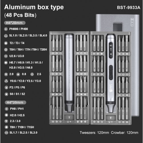 [FC]BEST BST-9933A 50-in-1 Rechargeable Precision Magnetic Screwdriver Set with Replaceable Driver Bits