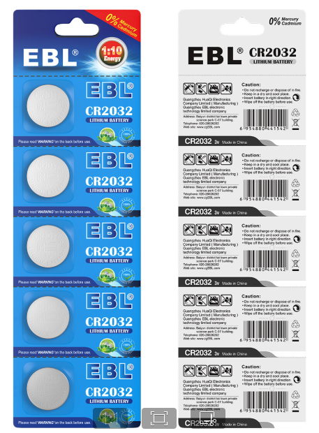 EBL CR2032 Coin Battery 5 Pcs