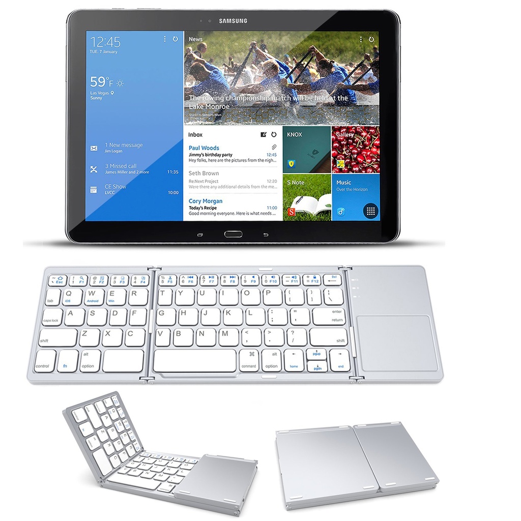 Tablets / Phones-Mini Folding Keyboard Touchpad Bluetooth-compatible 3.0 Foldable Wireless Keypad Windows Android IOS Tablet iPad Phone Silver