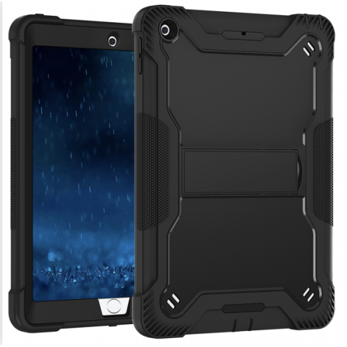  iPad 5 (2017) / 6 (2018) | 9.7'' ShockProof Rugged Armor Case with Kickstand Tablet Cover Case Pin Connectork Black 