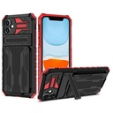 iPhone 13 Pro Fashion Phone Cover Case with A Card Slot & Card Holder (i-Crystal) Black+Red