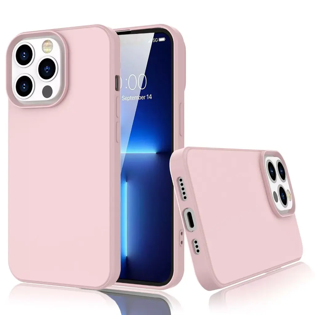 [UA06]Silicone phone case without ring for iPhone 13 Pro Max Pink