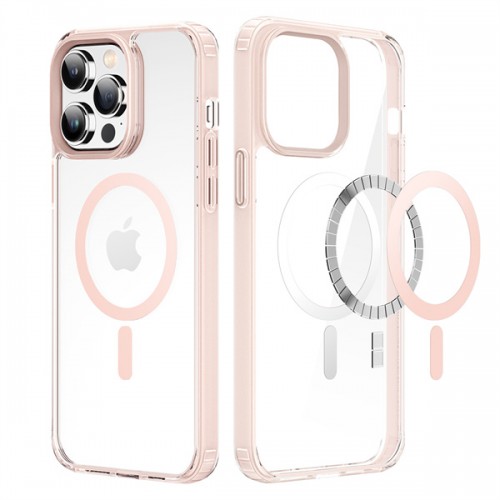 [M0970090231] iPhone 14 Pro MagSafe Clear Phone Cover Case Clin Mag Series Grey / Pin Connectork Border (DUX DUCIS) Pink