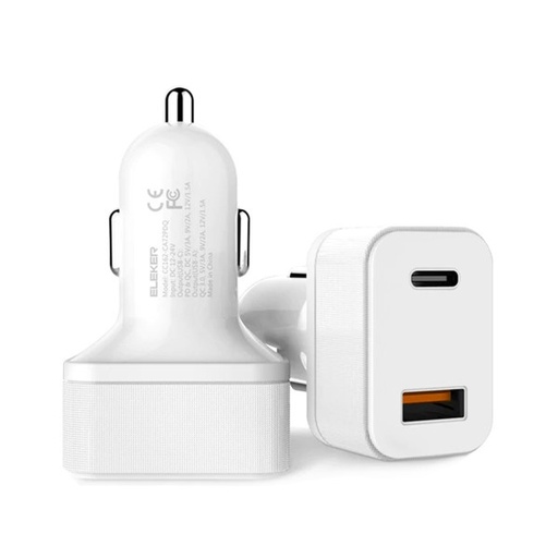 [C0810440003] QC18W+PD18W Cell Phone Car Charger with Type A & C Port Fast Charging (ELEKER)