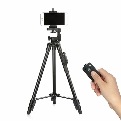 [E0190320003] YUNTENG VCT-5208 Aluminum Tripod with 3-Way Head & Bluetooth Remote for Camera Phone